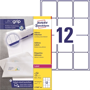 Avery L7164-100 Adres labels 63,5 x 72 mm QP+UG mm, 1200 stuks.